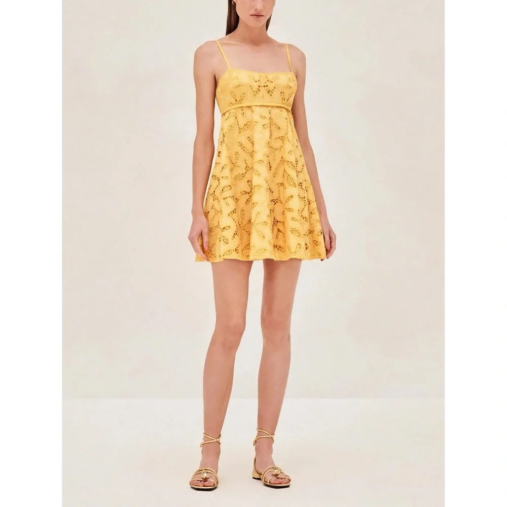alexis yellow lace dress Alexis Ledina Lace Dress - Yellow